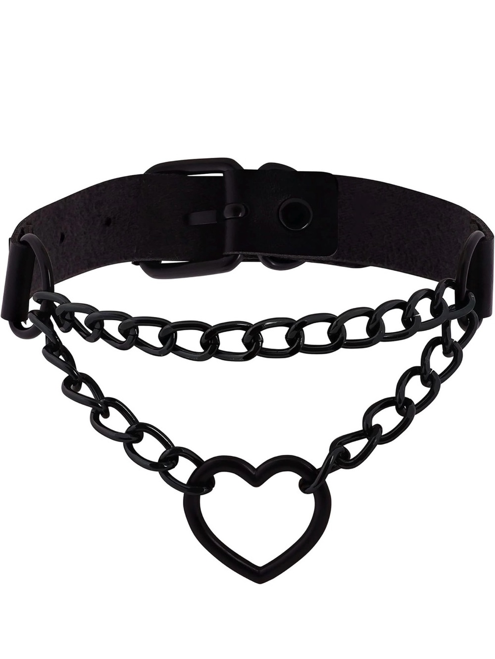 NWOT Black Heart Chain Choker Necklace - Women's Accessories